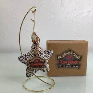 NEW Jim Shore Heartwood Creek Blue White Star Hanging Ornament Enesco 2004